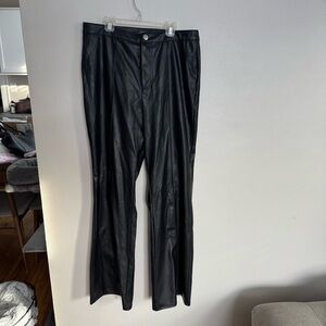 Wild Fable black leather wide leg pleated pants